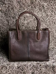 Elegant Leather Tote Bag – Women’s Full-Grain Handbag with Multiple Compartments & Shoulder Strap