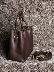 Elegant Leather Tote Bag – Women’s Full-Grain Handbag with Multiple Compartments & Shoulder Strap