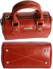 Elegant Leather Boston Pillow Bag – Women’s Full-Grain Small Tote & Crossbody Handbag