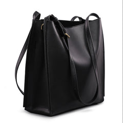 Vintage Leather Bucket Tote – Women’s Genuine Leather Large Shoulder & Crossbody Handbag