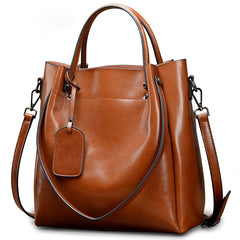 Women’s Oil Wax Leather Tote – Large Genuine Leather Shoulder & Crossbody Handbag