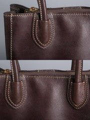 Elegant Leather Tote Bag – Women’s Full-Grain Handbag with Multiple Compartments & Shoulder Strap