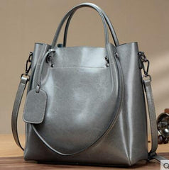 Women’s Oil Wax Leather Tote – Large Genuine Leather Shoulder & Crossbody Handbag