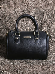 Elegant Leather Boston Pillow Bag – Women’s Full-Grain Small Tote & Crossbody Handbag