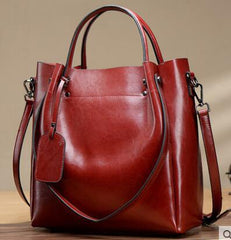 Women’s Oil Wax Leather Tote – Large Genuine Leather Shoulder & Crossbody Handbag