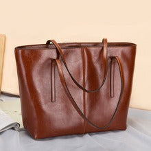 Elegant Genuine Leather Tote – Spacious Shoulder Bag for Daily Office Use