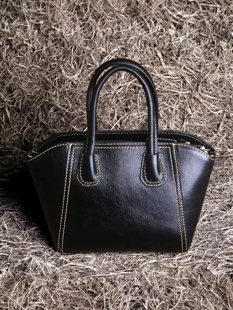 Women’s Full-Grain Leather Winged Crossbody Bag – Chic Small Tote Handbag