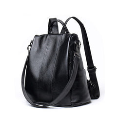 Solid Leather Backpack – Women’s Genuine Leather Bag with Hand-Stitched Detailing