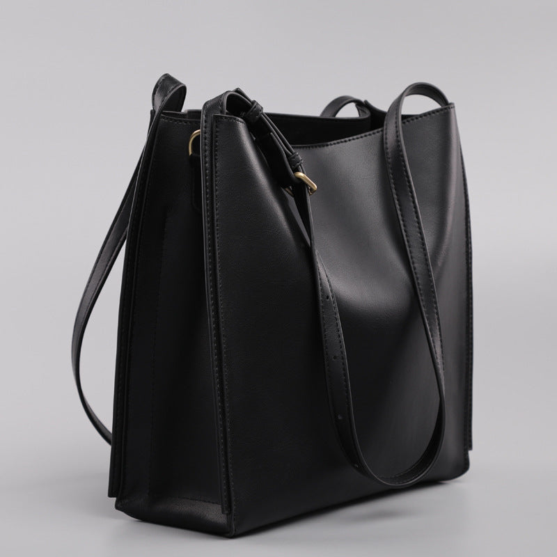 Vintage Leather Bucket Tote – Women’s Genuine Leather Large Shoulder & Crossbody Handbag