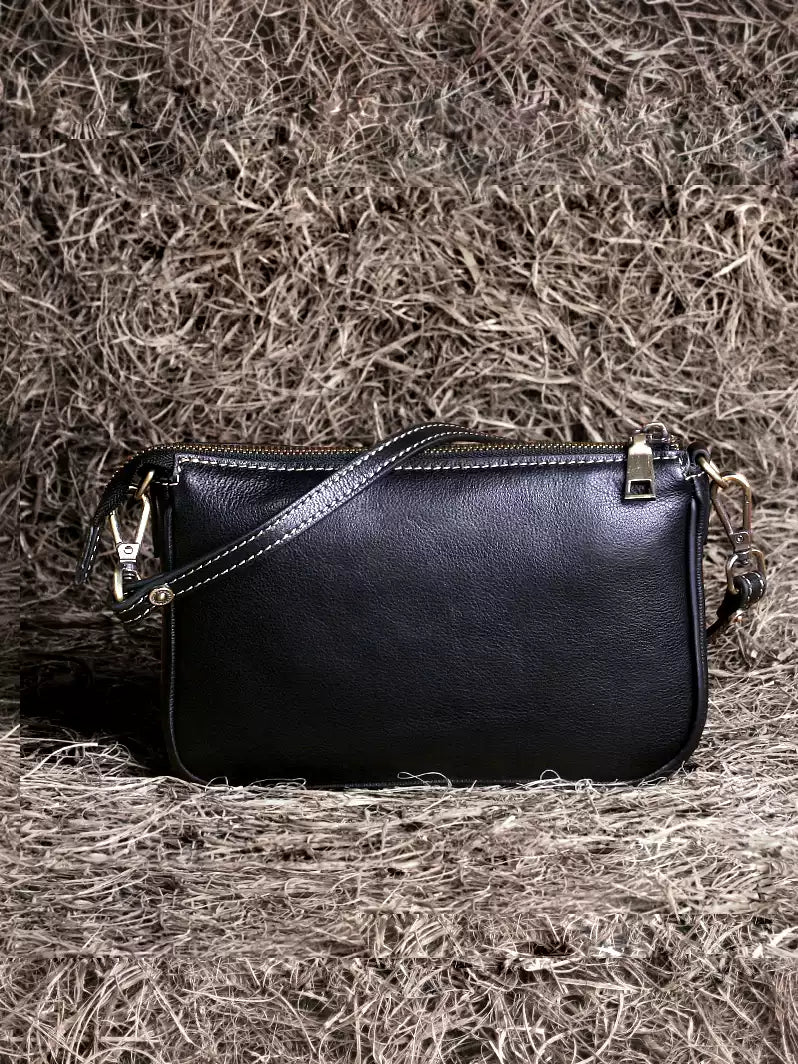 Women’s Full-Grain Leather Crossbody Tote – Minimalist Handmade Small Shoulder Bag