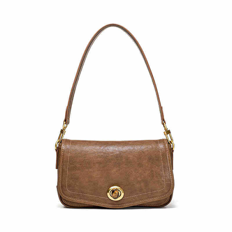 French Leather Baguette Bag – Women’s Chic Small Genuine Leather Shoulder Handbag