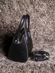 Women’s Full-Grain Leather Winged Crossbody Bag – Chic Small Tote Handbag