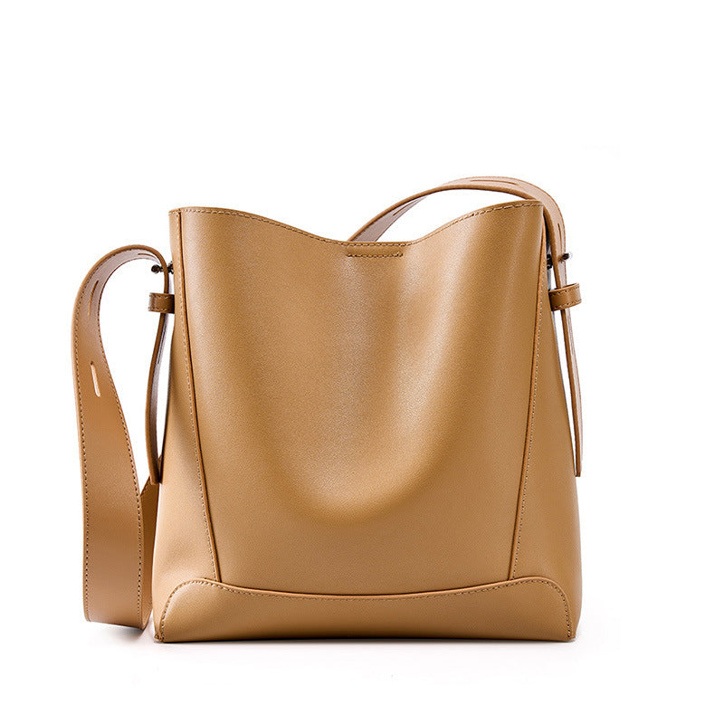 Large Leather Bucket Bag – Women’s Full-Grain Shoulder & Crossbody Handbag