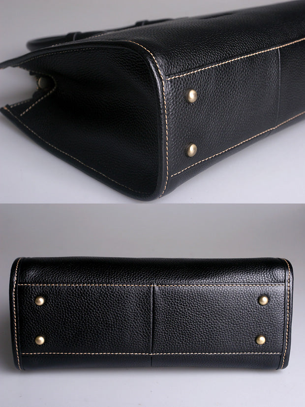 Women’s Leather Tote Briefcase – Spacious Handbag with Top Handles