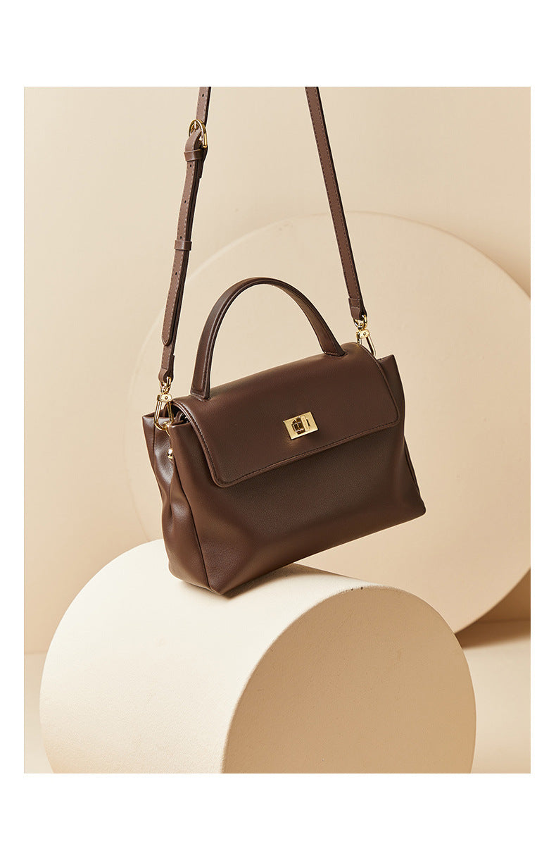 Soft Full-Grain Leather Tote – Women’s Versatile Handbag with Shoulder & Crossbody Design