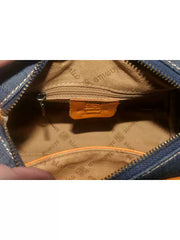 Denim Patchwork Leather Boston Bag – Women’s Small Genuine Leather Handbag
