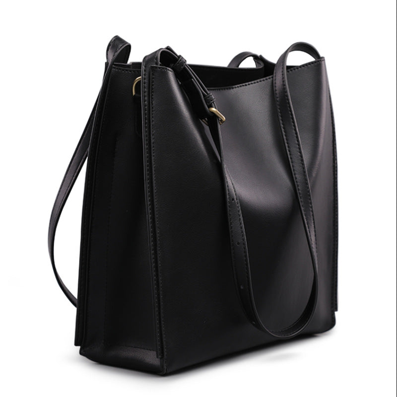 Vintage Leather Bucket Tote – Women’s Genuine Leather Large Shoulder & Crossbody Handbag