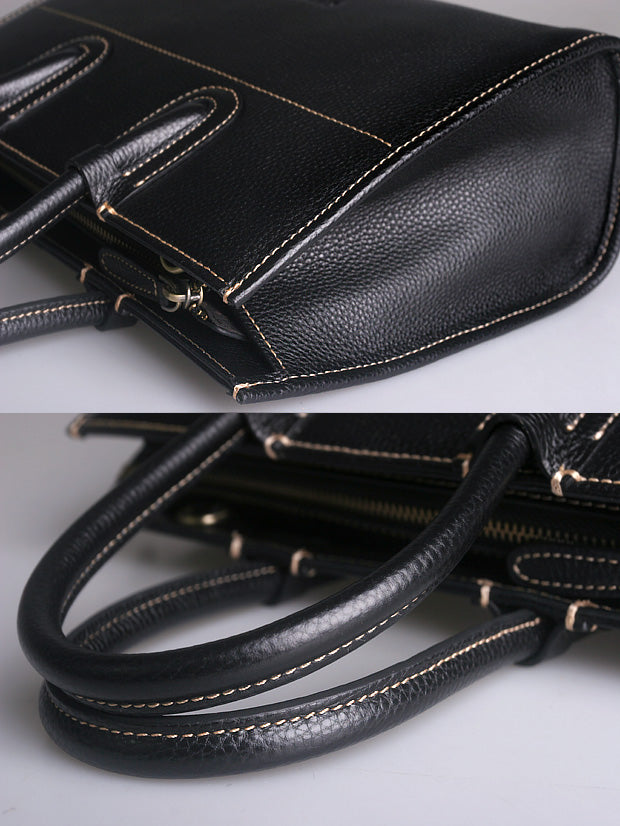Women’s Leather Tote Briefcase – Spacious Handbag with Top Handles