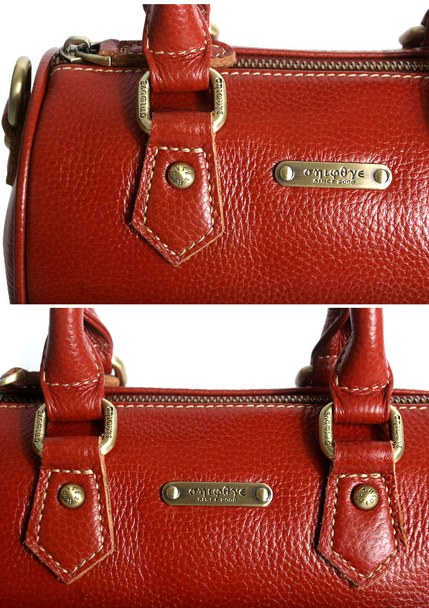 Elegant Leather Boston Pillow Bag – Women’s Full-Grain Small Tote & Crossbody Handbag