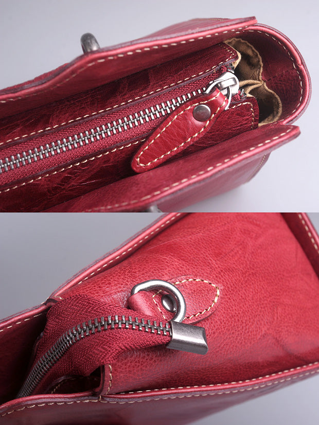 Elegant Leather Winged Tote – Women’s Full-Grain Handbag with Metal Top Handles & Compartments