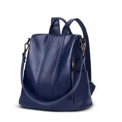 Solid Leather Backpack – Women’s Genuine Leather Bag with Hand-Stitched Detailing