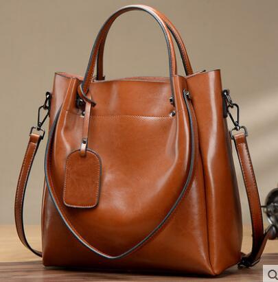 Women’s Oil Wax Leather Tote – Large Genuine Leather Shoulder & Crossbody Handbag