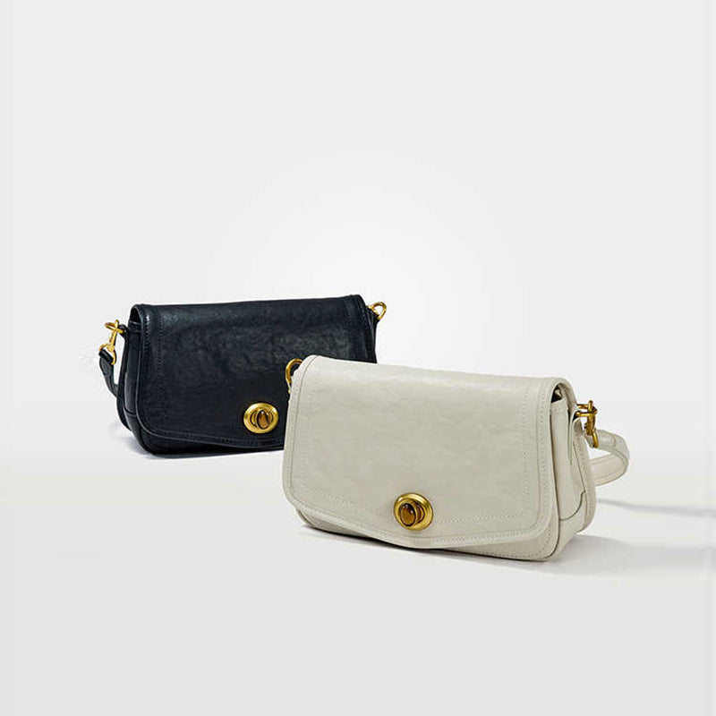French Leather Baguette Bag – Women’s Chic Small Genuine Leather Shoulder Handbag