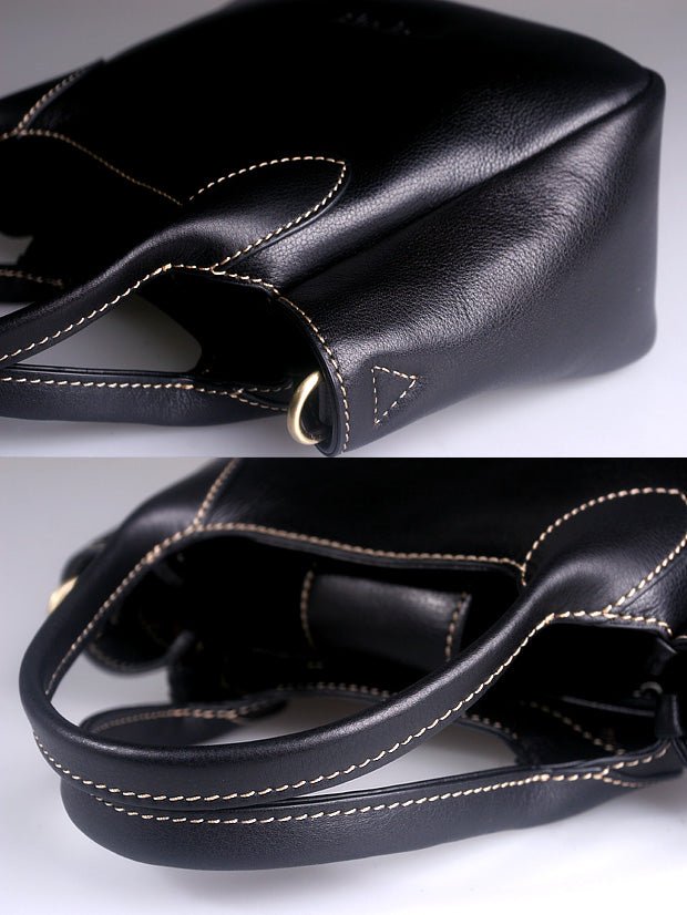 Full-Grain Leather Basket Tote – Women’s Spacious Commuter Handbag with Top Handles