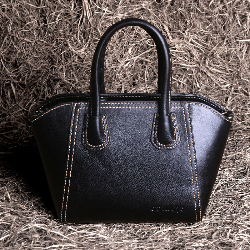 Women’s Full-Grain Leather Winged Crossbody Bag – Chic Small Tote Handbag