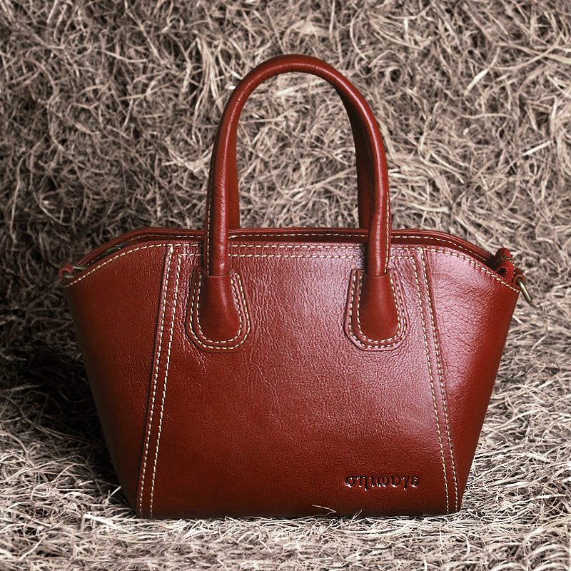 Women’s Full-Grain Leather Winged Crossbody Bag – Chic Small Tote Handbag
