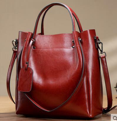 Women’s Oil Wax Leather Tote – Large Genuine Leather Shoulder & Crossbody Handbag
