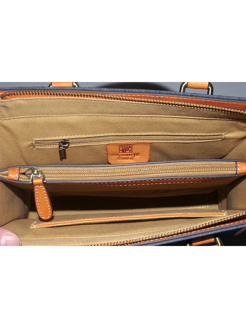 Large Capacity Denim Tote Bag for Women – Genuine Leather Handle Handbag