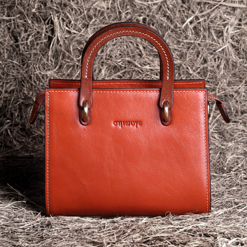 Elegant Leather Box Bag – Premium Full-Grain Crossbody & Tote for Women