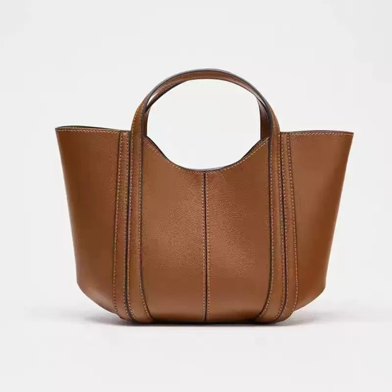 Vintage Curved‑Handle Tote Bag, Women’s Casual Top‑Handle Handbag