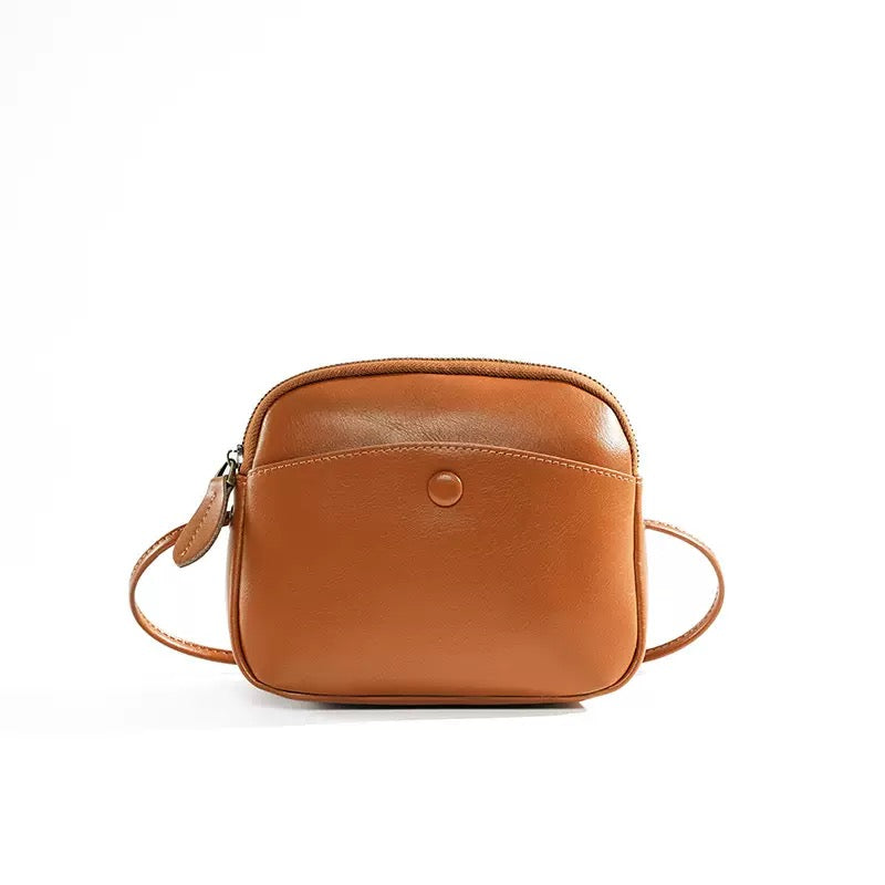 Vintage Leather Mini Camera Crossbody Bag