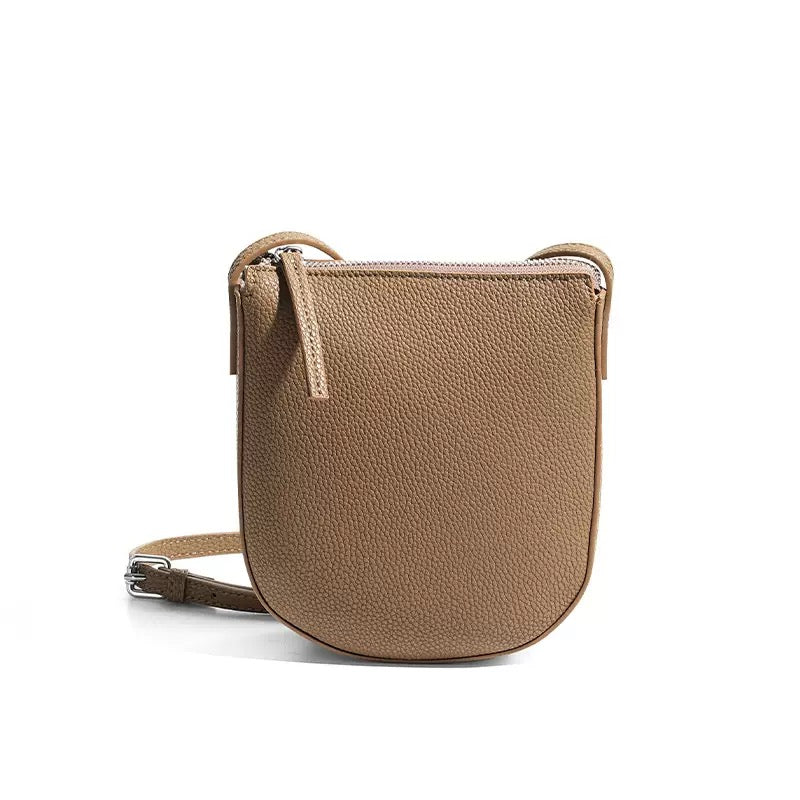 Pebbled Leather Half Moon Crossbody Bag
